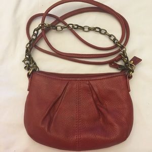 burnt orange leather fossil crossbody bag
